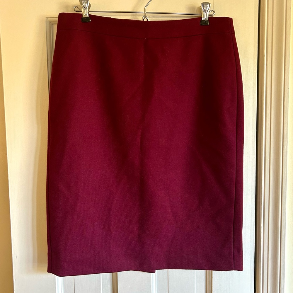 J. Crew Wool No. 2 Pencil Skirt Maroon Red Size 8 Knee Length